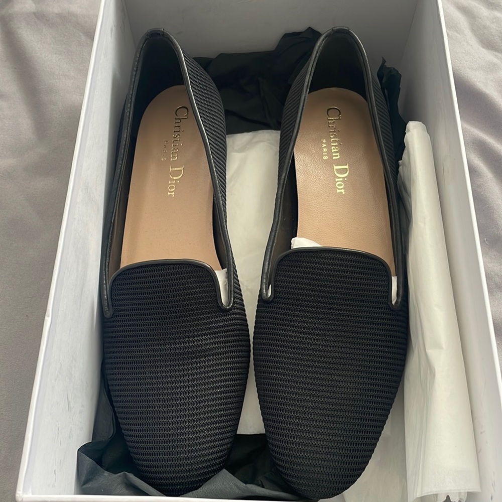 Brand new in box black Christian Dior flats. Size 36